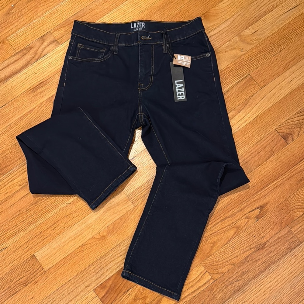 Blue Slim Pants with Crisp Finish